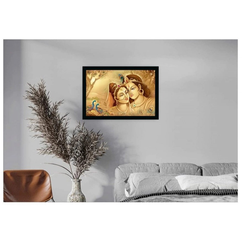 Generic Radha Krishna Painting with Synthetic Photo Frame (Multicolor)