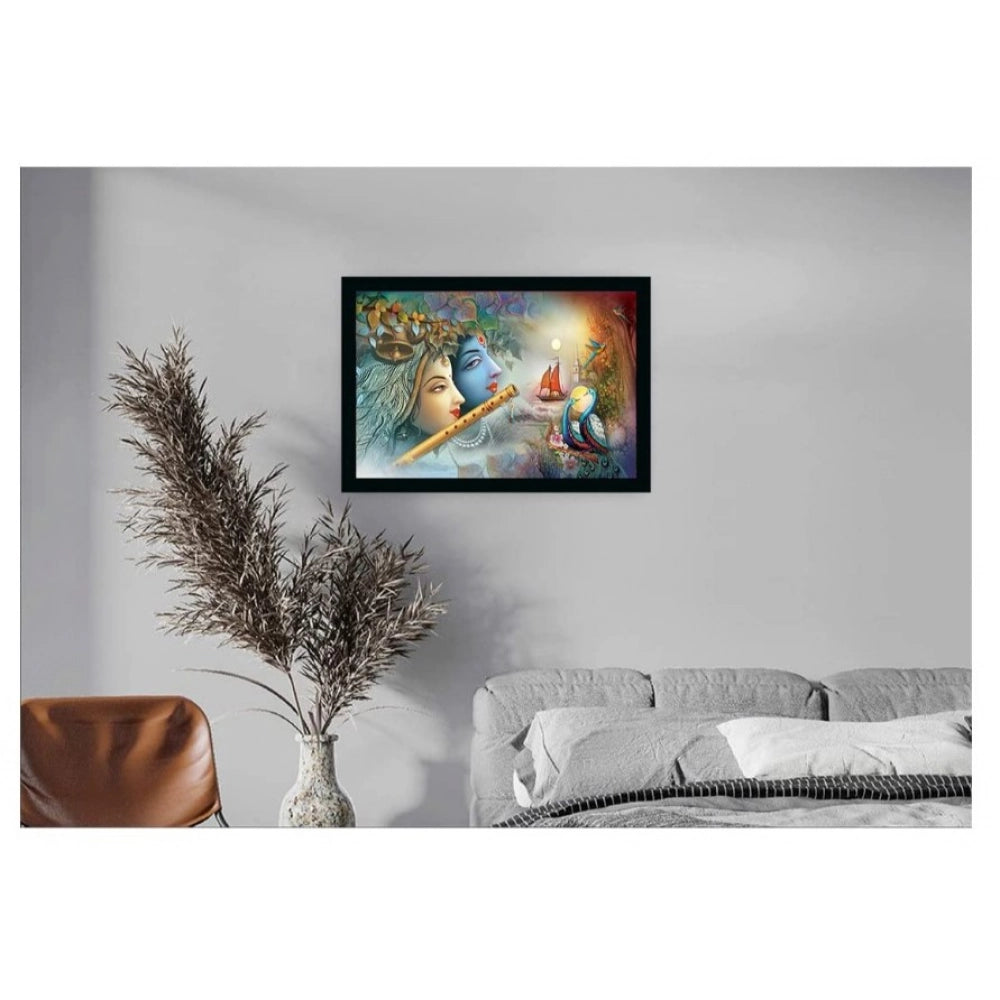 Generic Radha Krishna Painting with Synthetic Photo Frame (Multicolor)