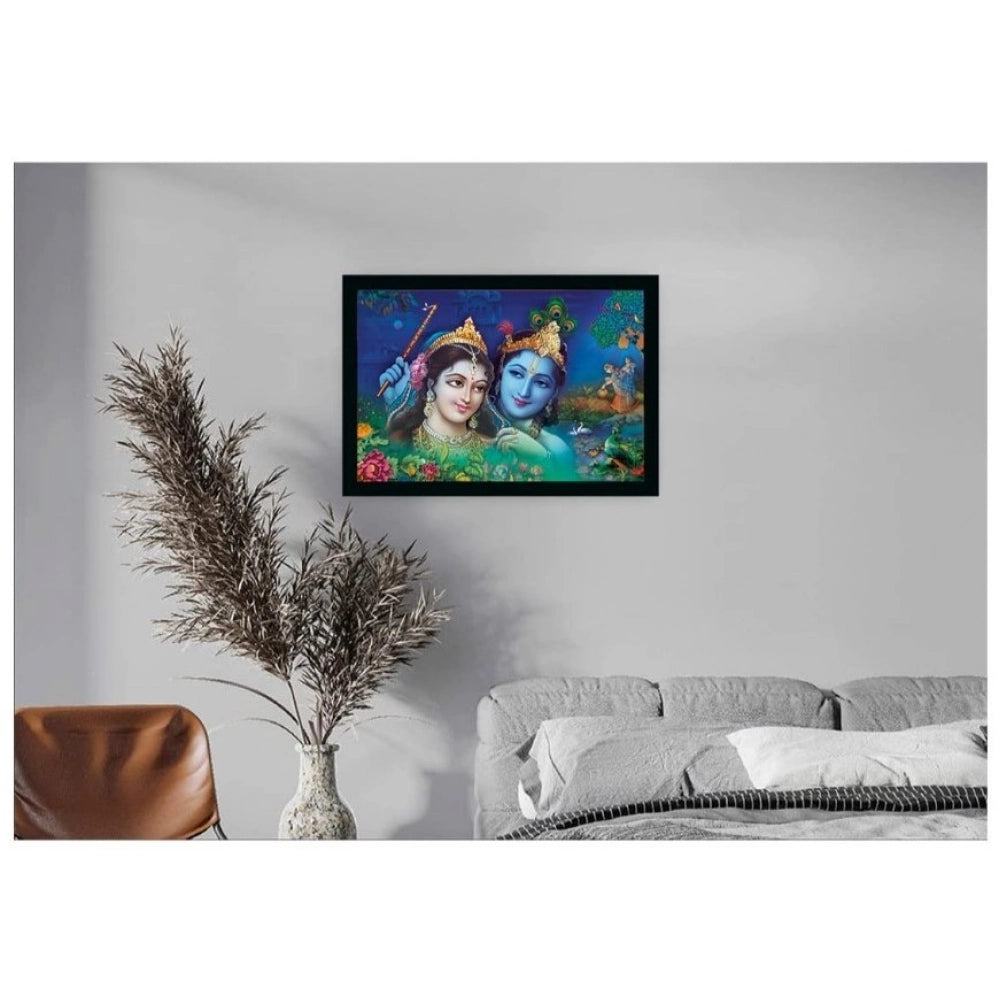 Generic Radha Krishna Painting with Synthetic Photo Frame (Multicolor)
