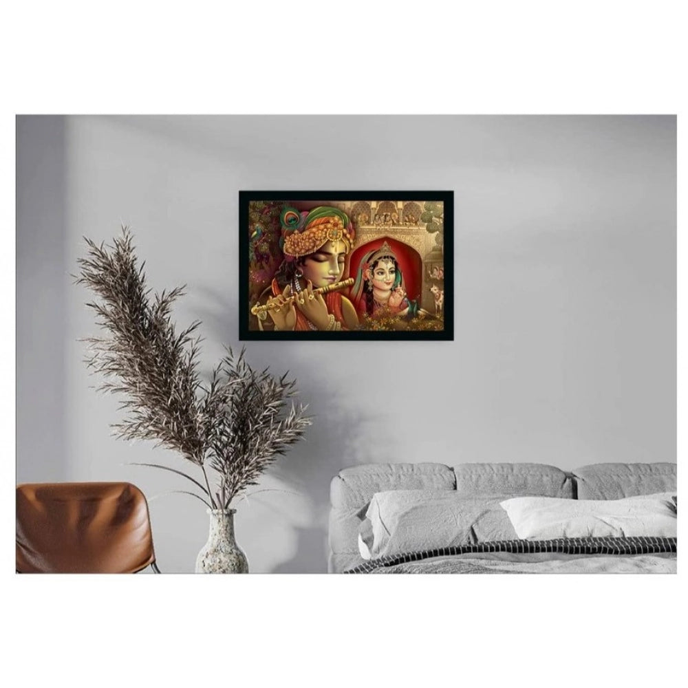 Generic Radha Krishna Painting with Synthetic Photo Frame (Multicolor)