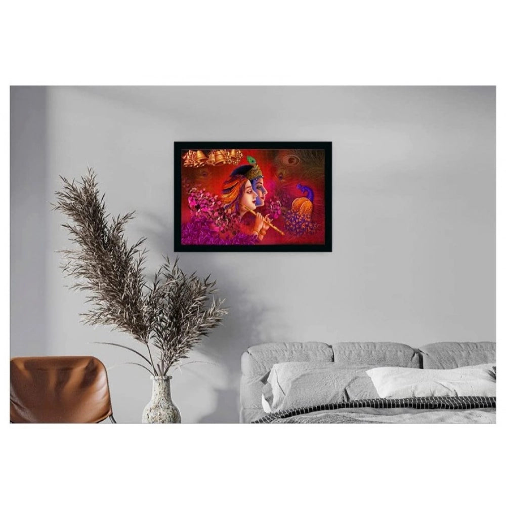 Generic Radha Krishna Painting with Synthetic Photo Frame (Multicolor)