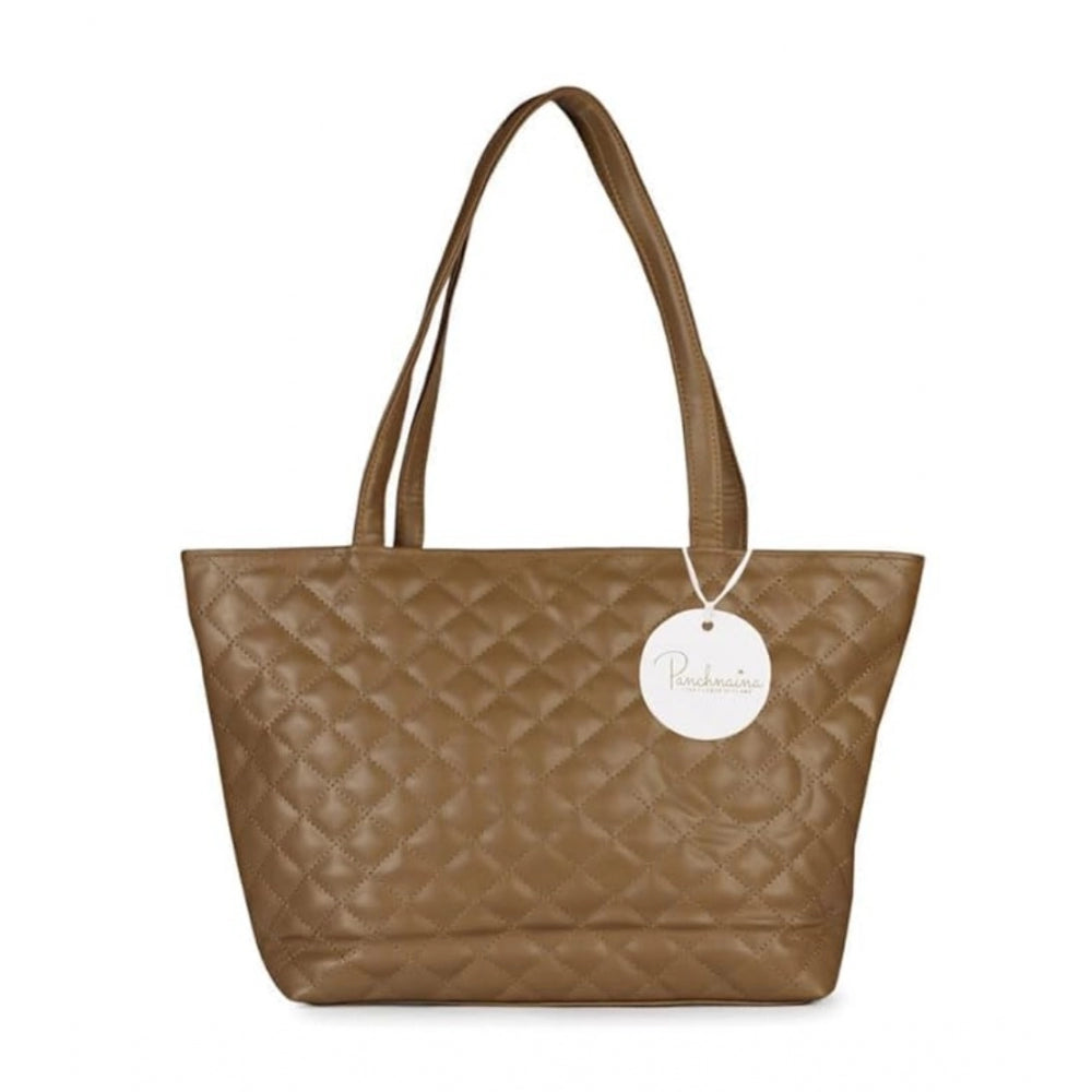 Generic Women's Polyurethane Textured Shoulder Bag (Light Brown)