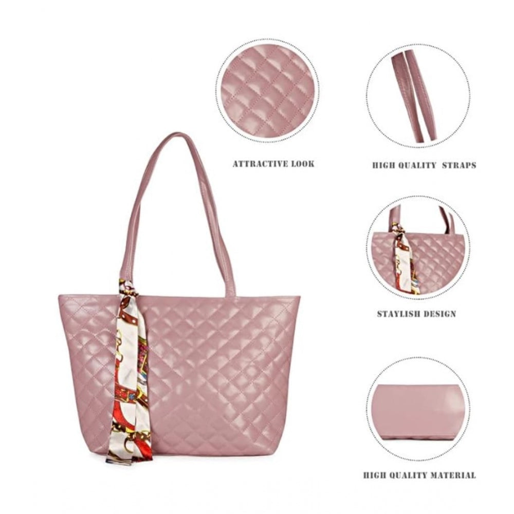 Generic Women's Polyurethane Textured Shoulder Bag (Blush Pink)