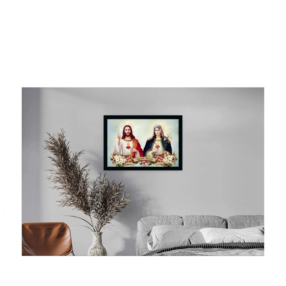 Generic Lord Jesus Christ Painting with Synthetic Photo Frame (Multicolor)