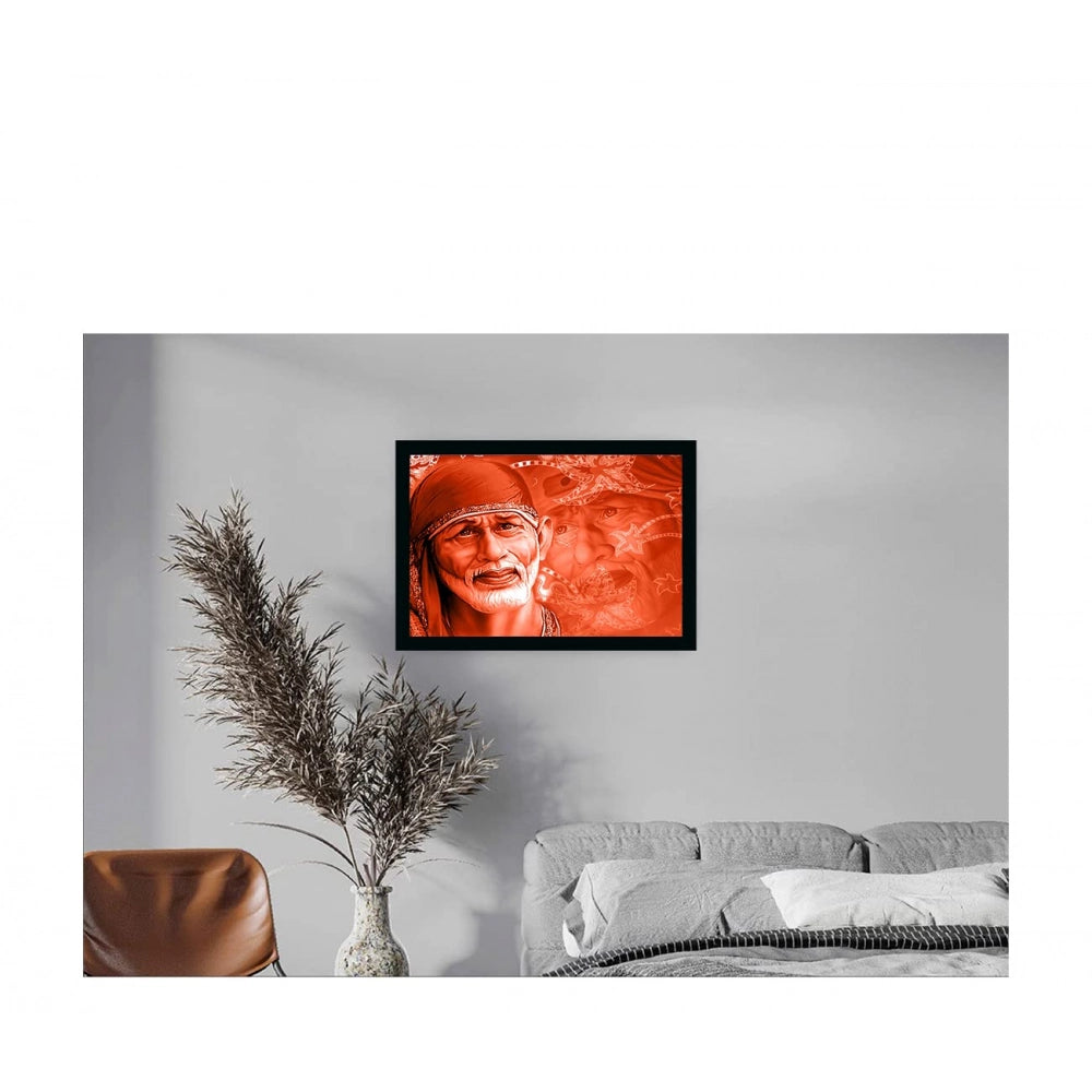 Generic Saibaba Painting with Synthetic Photo Frame (Multicolor)