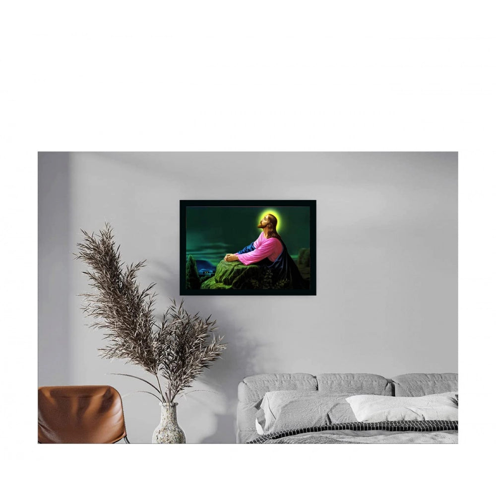 Generic Jesus Christ Painting with Synthetic Photo Frame (Multicolor)