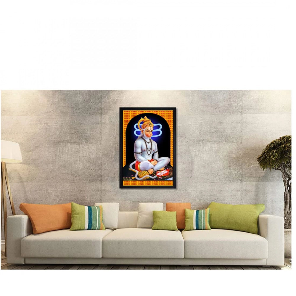 Generic Lord Hanuman Ji Painting with Synthetic Photo Frame (Multicolor)