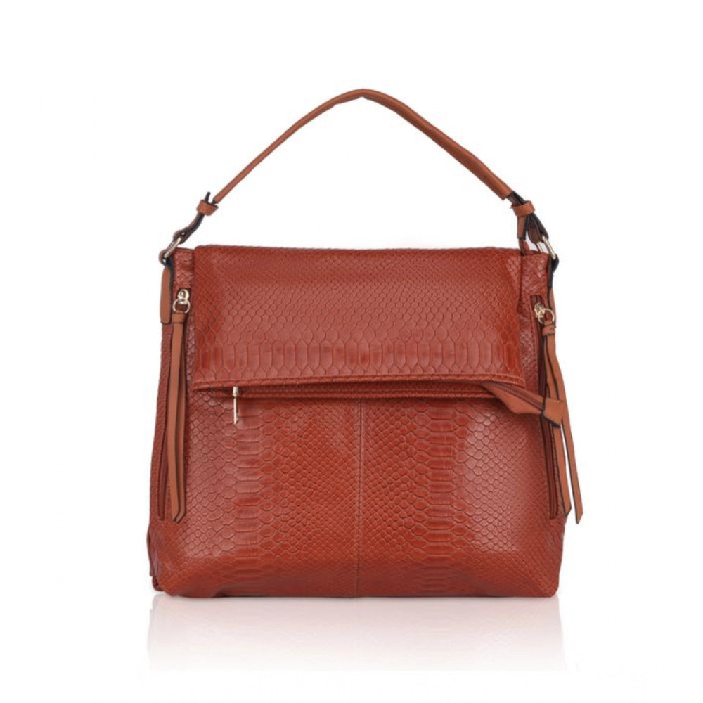 Generic Women's Faux Leather Textured Sling Bag (Brown )