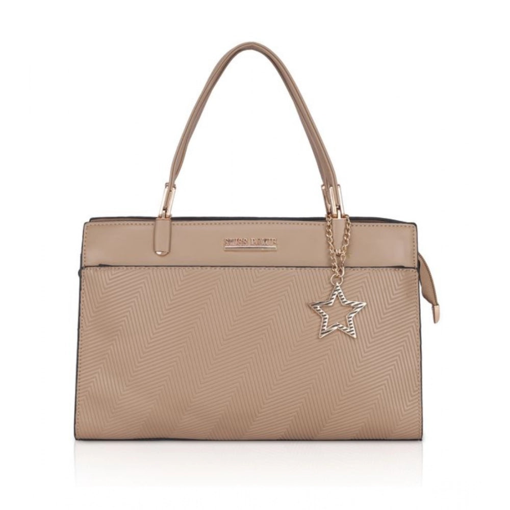 Generic Women's Faux Leather Textured Adjustable Long Belt Handbag (Khaki)