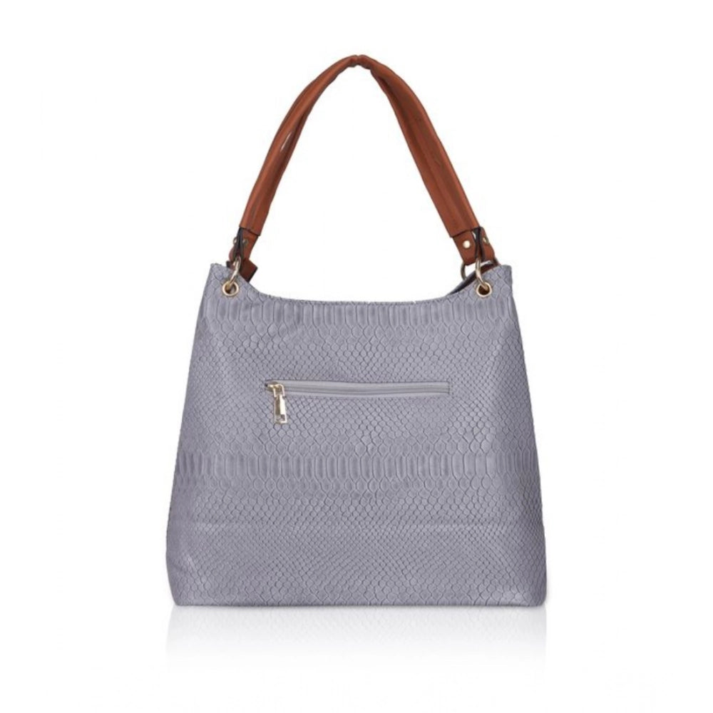 Generic Women's Faux Leather Textured Tote Bag (Blue)