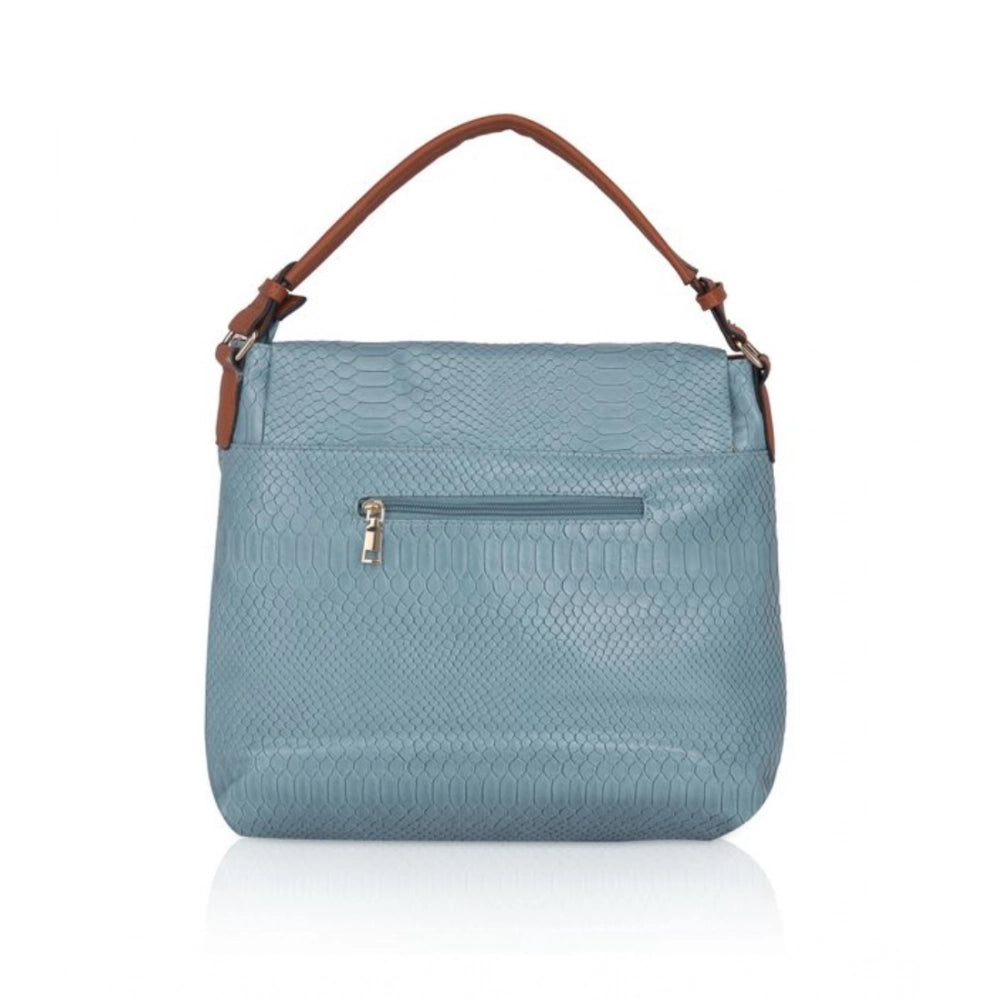 Generic Women's Faux Leather Textured Sling Bag (Blue)