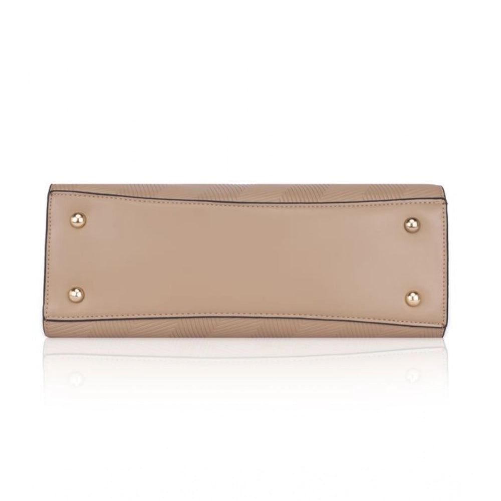Generic Women's Faux Leather Textured Adjustable Long Belt Handbag (Khaki)