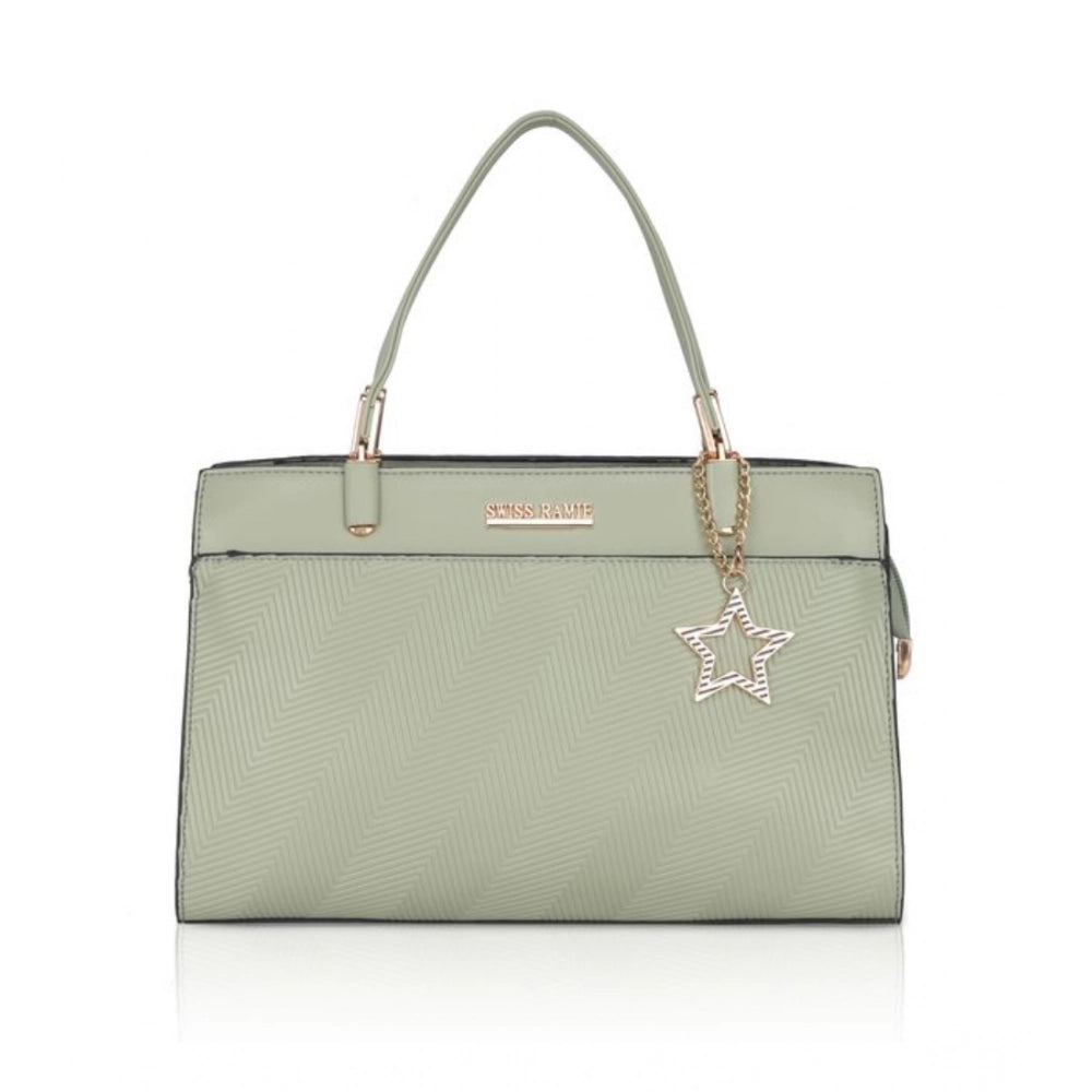 Generic Women's Faux Leather Textured Adjustable Long Belt Handbag (Green)
