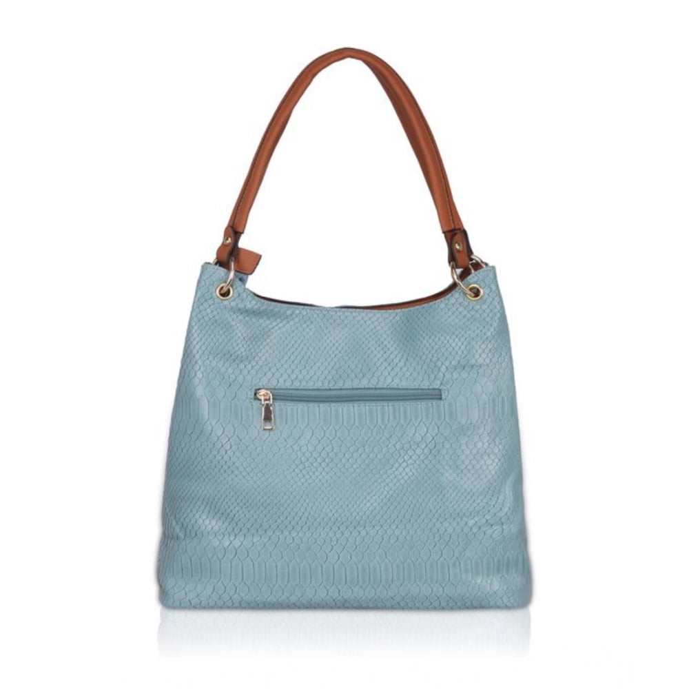 Generic Women's Faux Leather Textured Tote Bag (Grey)