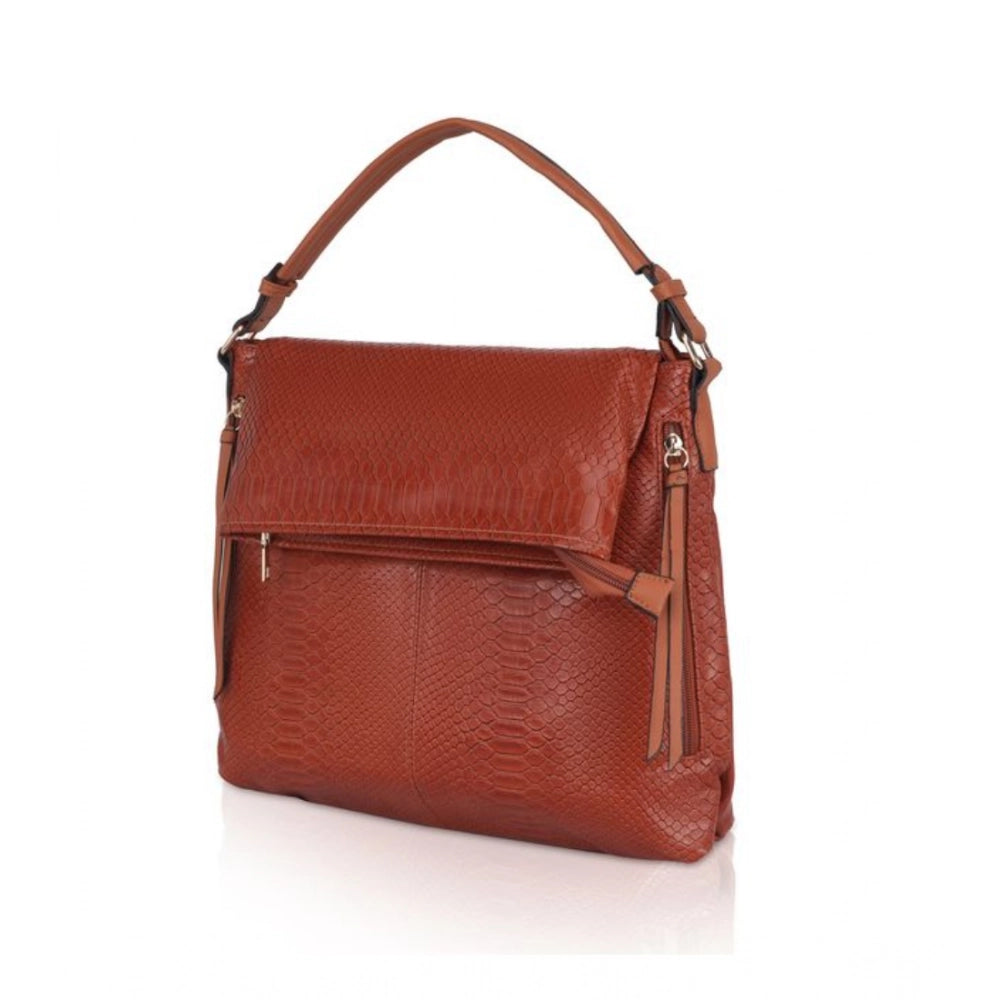 Generic Women's Faux Leather Textured Sling Bag (Brown )