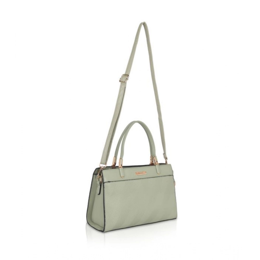 Generic Women's Faux Leather Textured Adjustable Long Belt Handbag (Green)