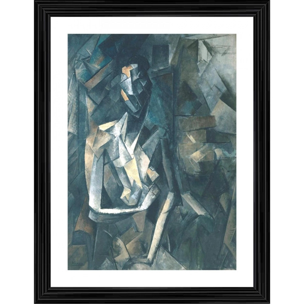 Generic Seated woman 1923 Painting With Wood Photo Frame (Multicolor)