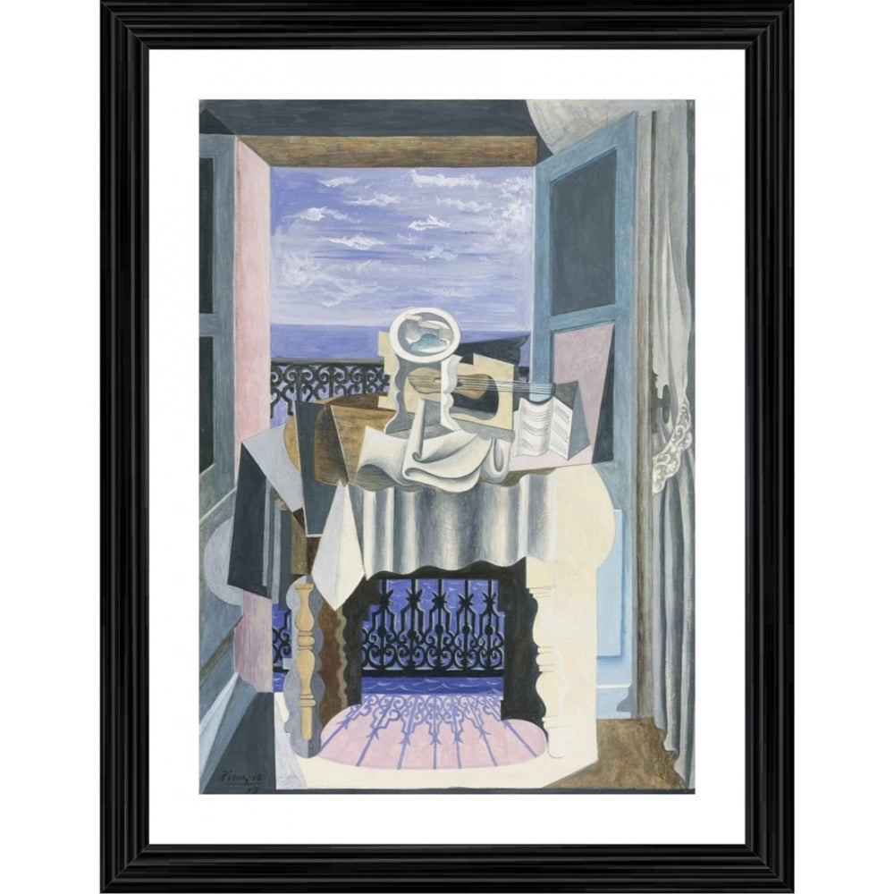 Generic life in front of a window at Saint Raphael Painting With Wood Photo Frame (Multicolor)