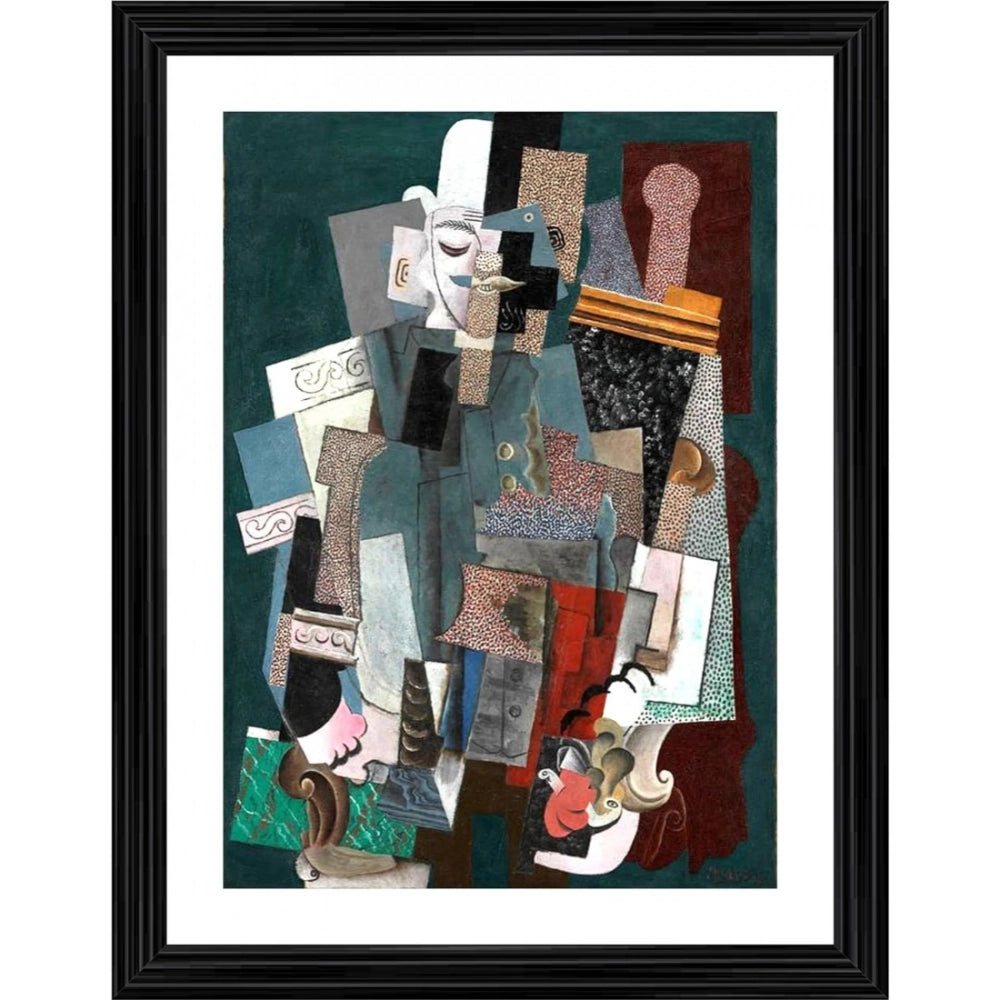 Generic Man with a Pipe 1915 Painting With Wood Photo Frame (Multicolor)