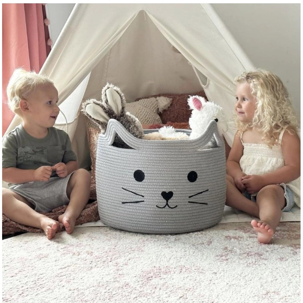 Generic Cotton Large Storage Cat Basket 15x11 Inch Pack of 1 (Grey)