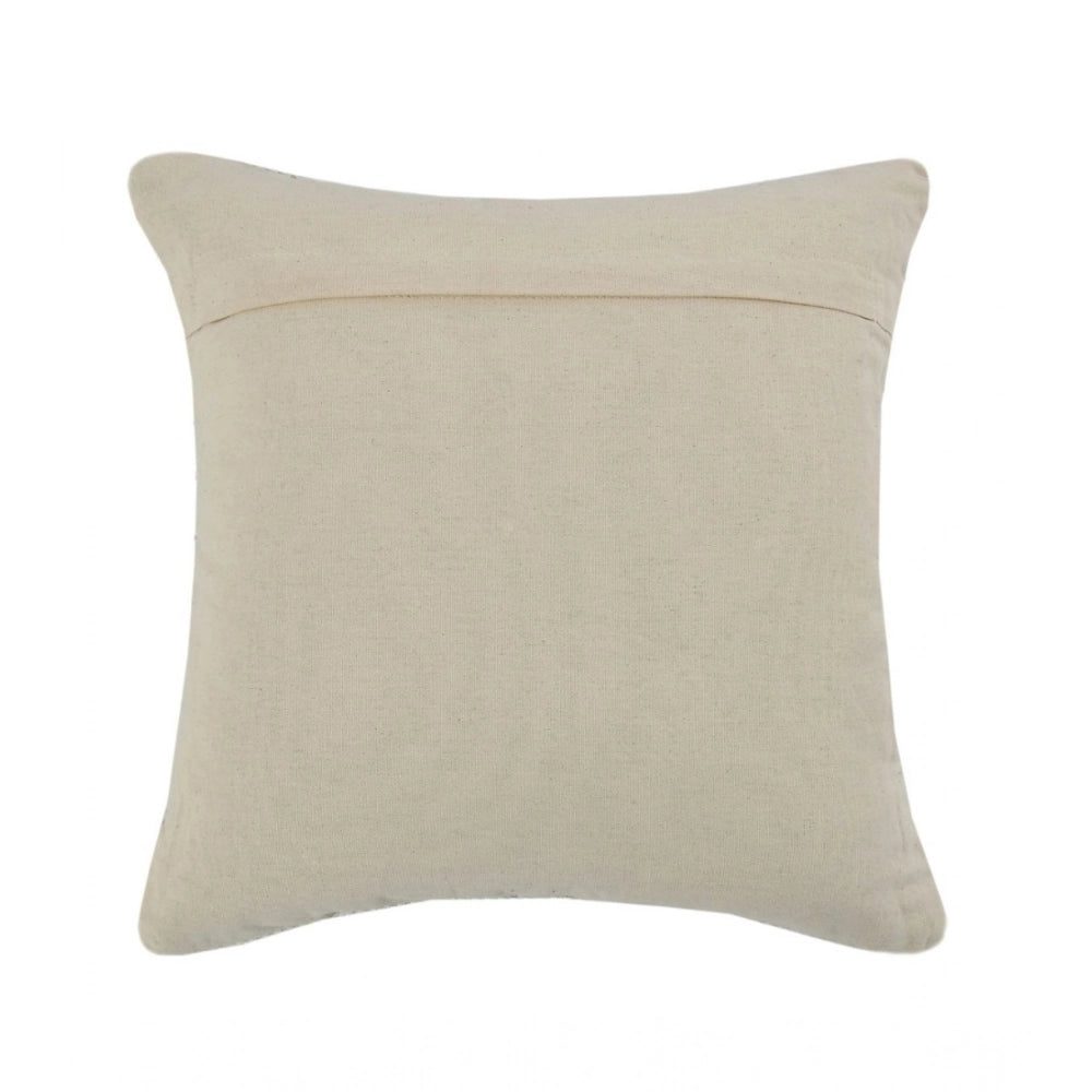 Generic Cotton Diamond Handcrafted Pit Loom Cushion Cover 16x16 Inch Pack of 2 (Grey Cream)