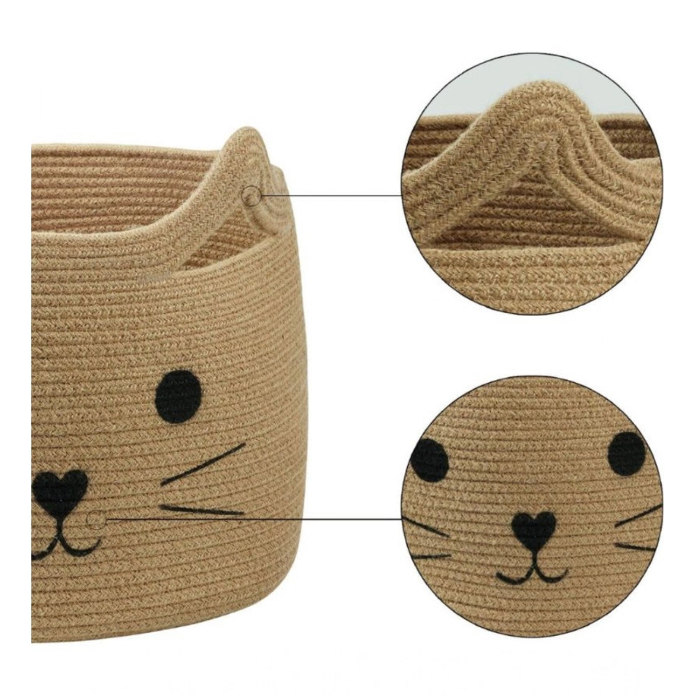 Generic Cotton Large Storage Cat Basket 15x11 Inch Pack of 1 (Beige)