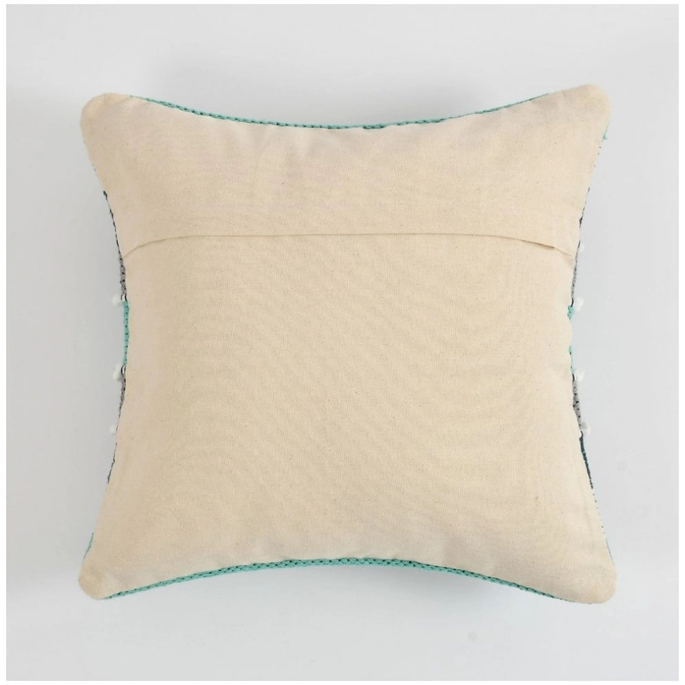 Generic Cotton Handcrafted Pit Loom Cushion Cover 16x16 Inch Pack of 2 (Green)