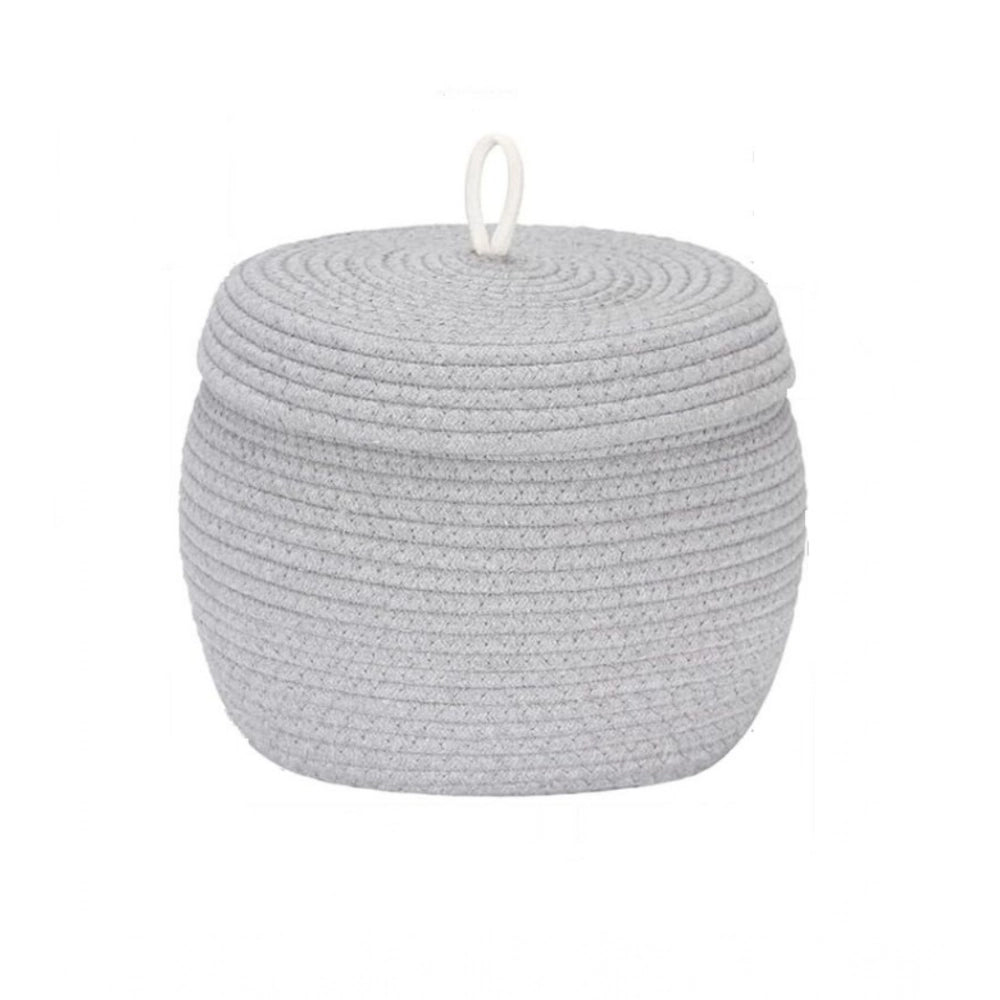 Generic Cotton Bear Shaped Storage Matka Basket With Lid Pack of 1 (Grey)