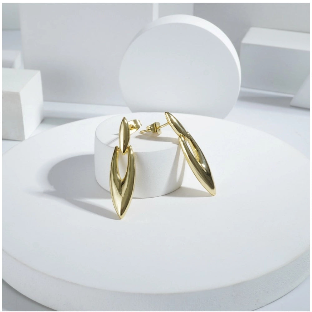 Generic Women's Stainless Steel Gold Earrings (Gold Plated)