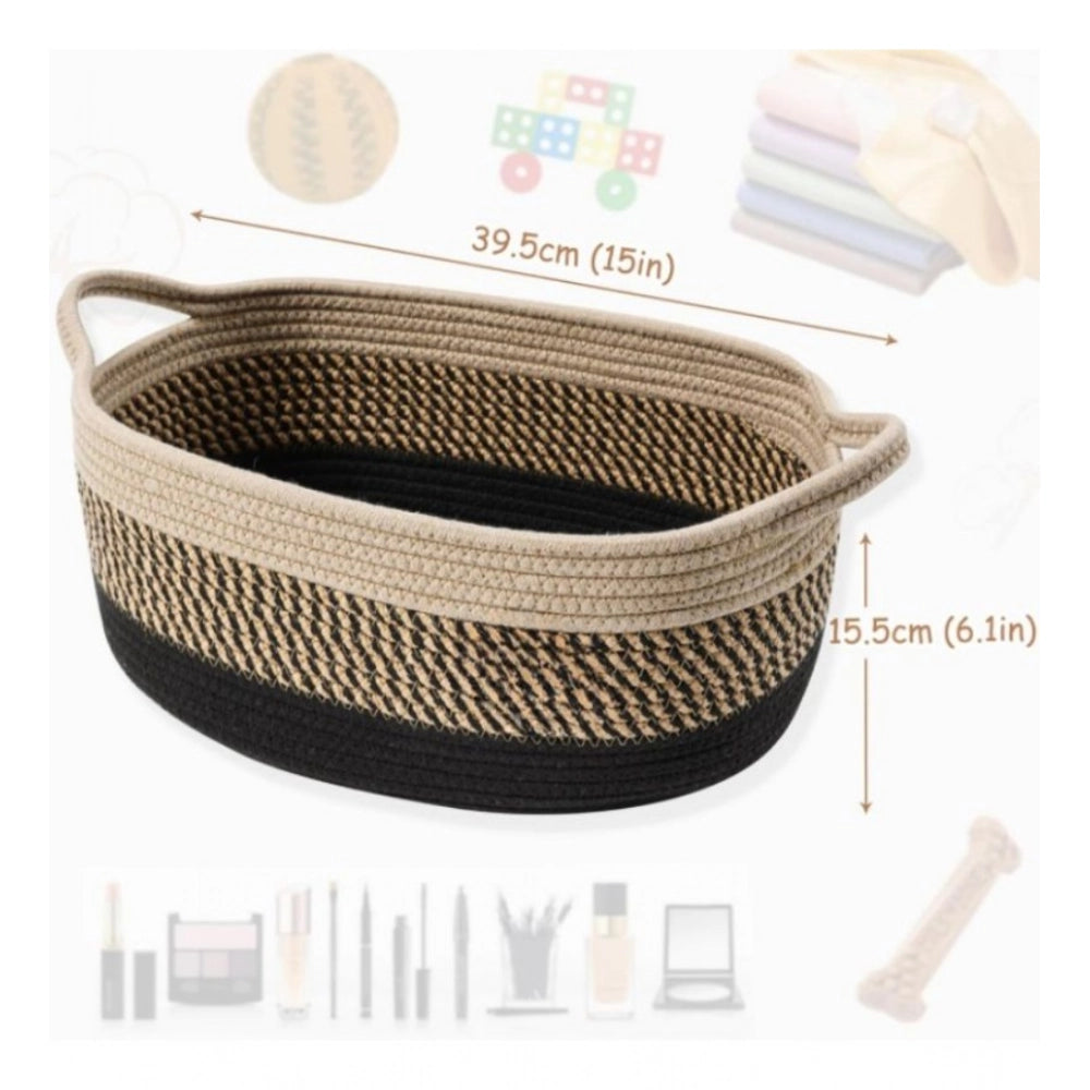 Generic Cotton Baby Basket Pack of 1 Storage Basket For Clothes (Brown)