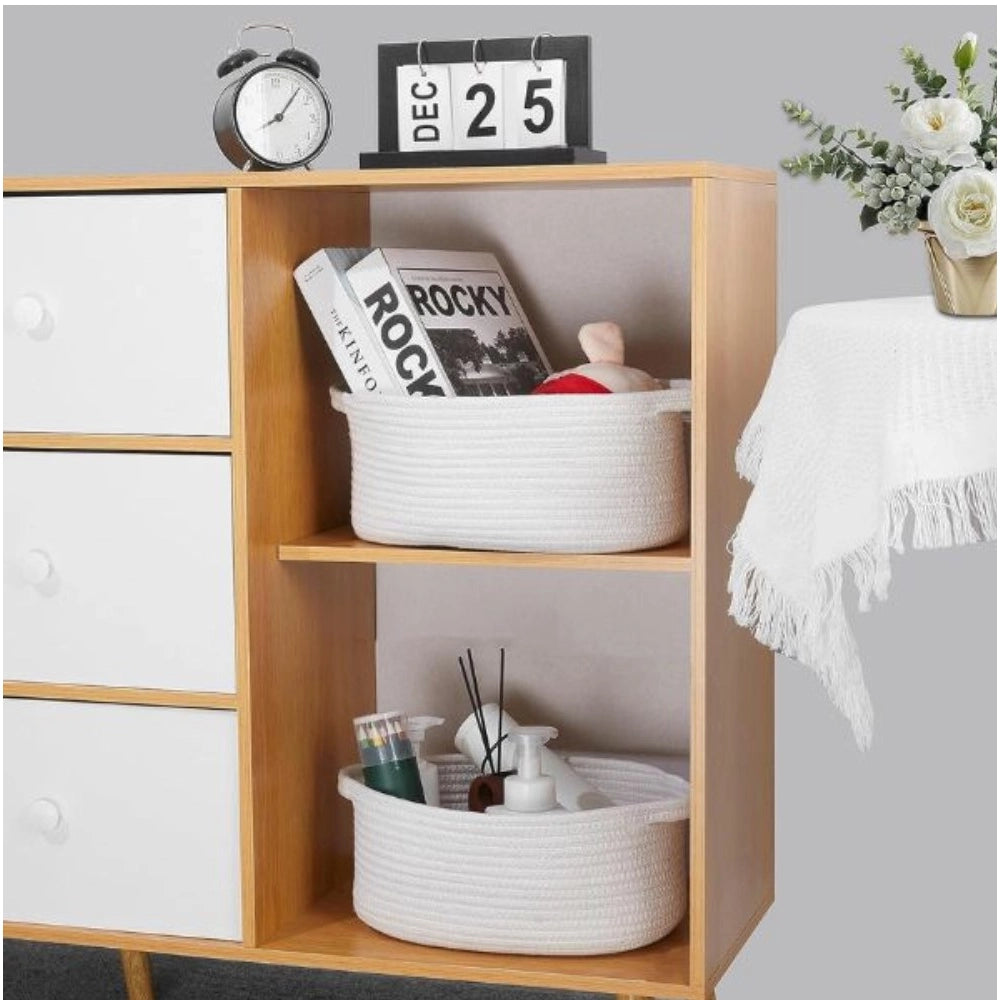 Generic Cotton Pcs Oval Basket Storage Basket For Clothes (White)
