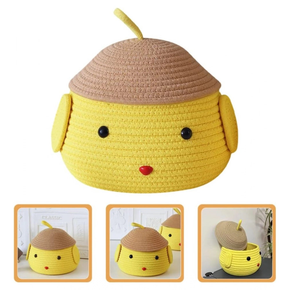 Generic Cotton lid Pack of 1 Storage Basket For Clothes (Yellow)