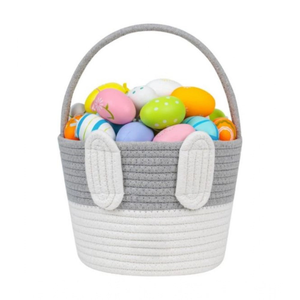 Generic Cotton Toy Bucket Pack of 1 Storage Basket For Clothes (Grey)