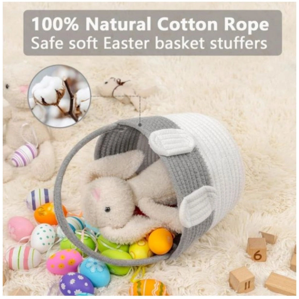 Generic Cotton Toy Bucket Pack of 1 Storage Basket For Clothes (Grey)
