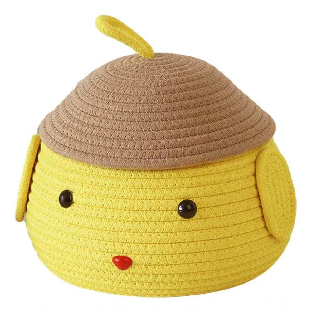 Generic Cotton lid Pack of 1 Storage Basket For Clothes (Yellow)