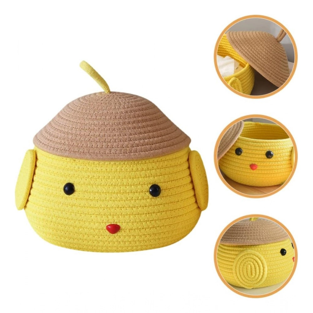 Generic Cotton lid Pack of 1 Storage Basket For Clothes (Yellow)