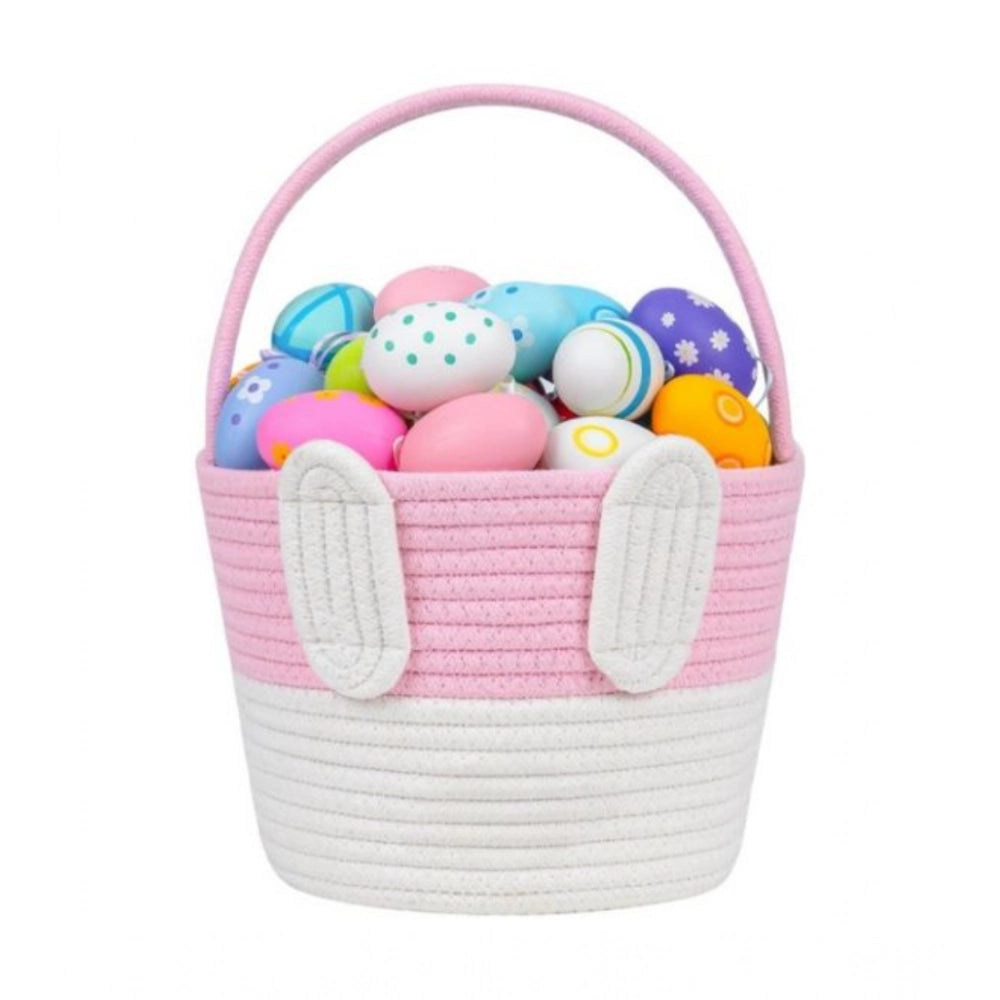 Generic Cotton Toys Bucket Pack of 1 Storage Basket For Clothes (Pink)