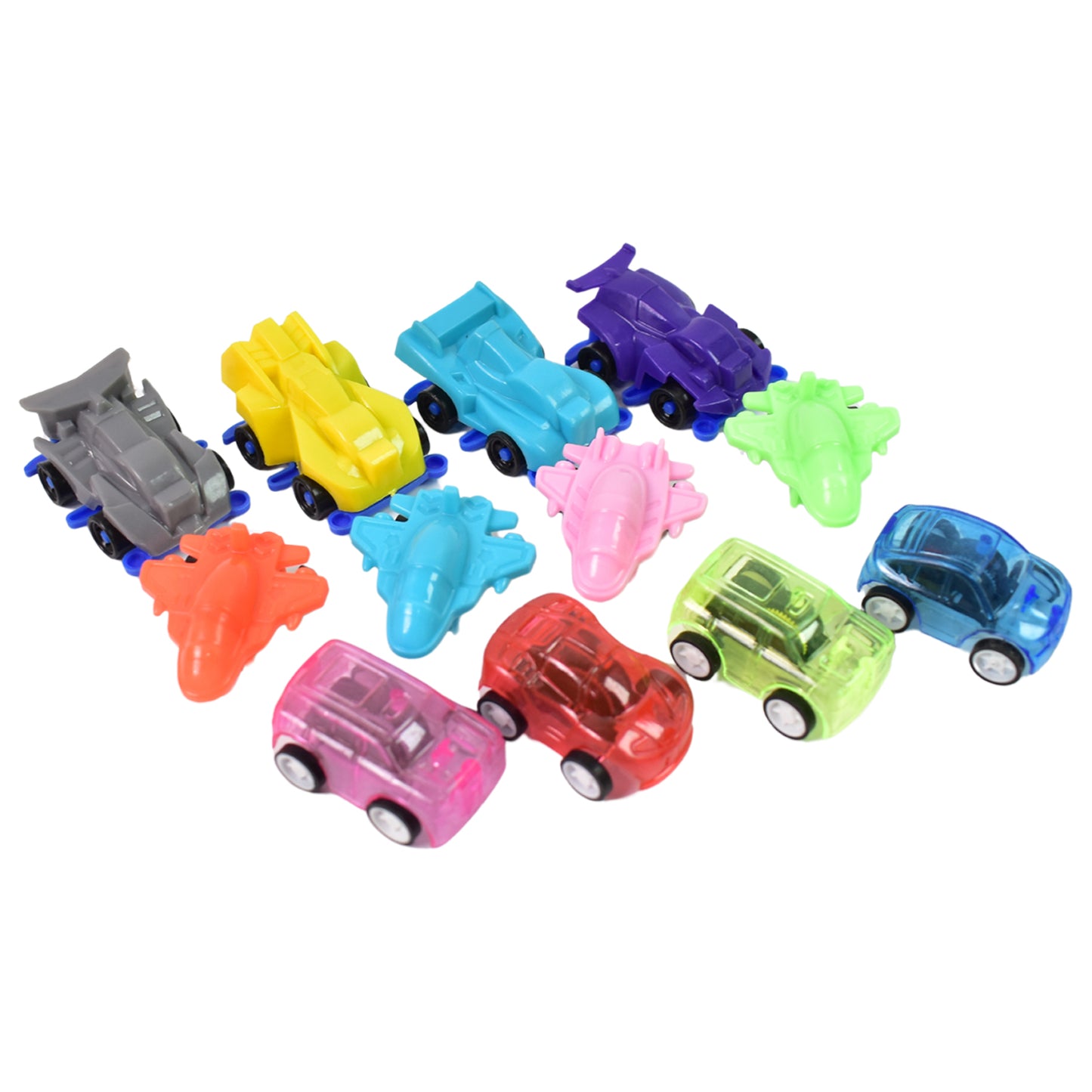 Mini Pull Back Car Aeroplane Plastic Pull Back Car Cartoon Toys (12 Pcs Set)