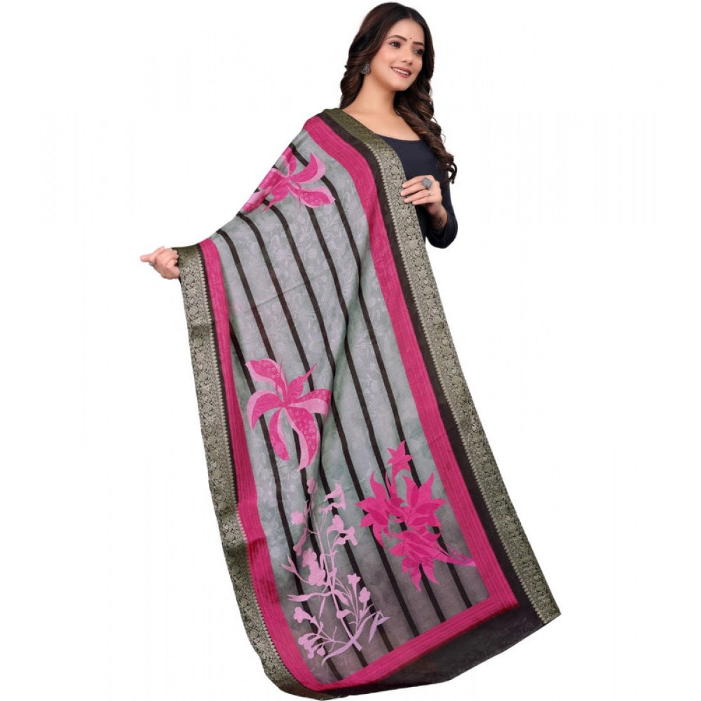 Generic Women's chanderi silk Printed Dupatta (Black, Length: 2 Mtr)