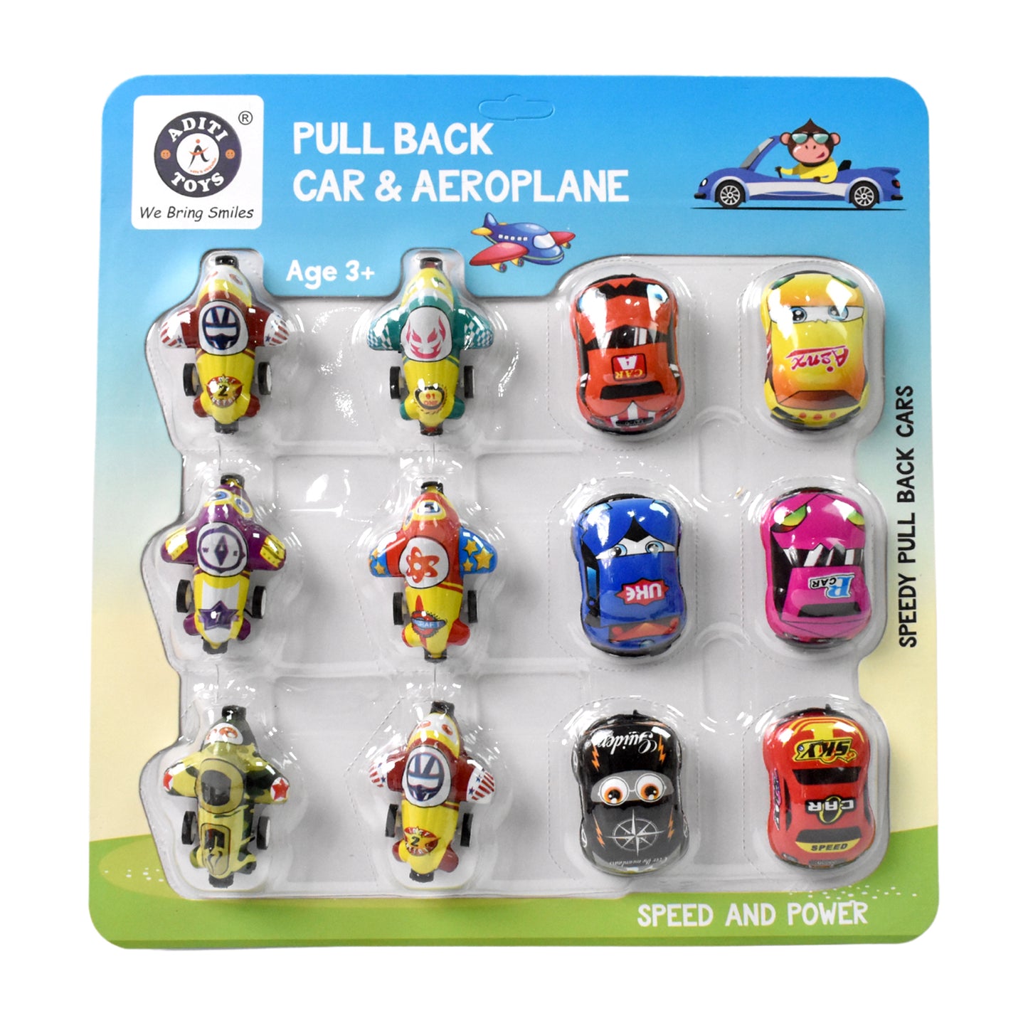 Mini Pull Back Car Aeroplane Pvc Plastic Pull Back Car Cartoon Toys (12 Pcs Set)