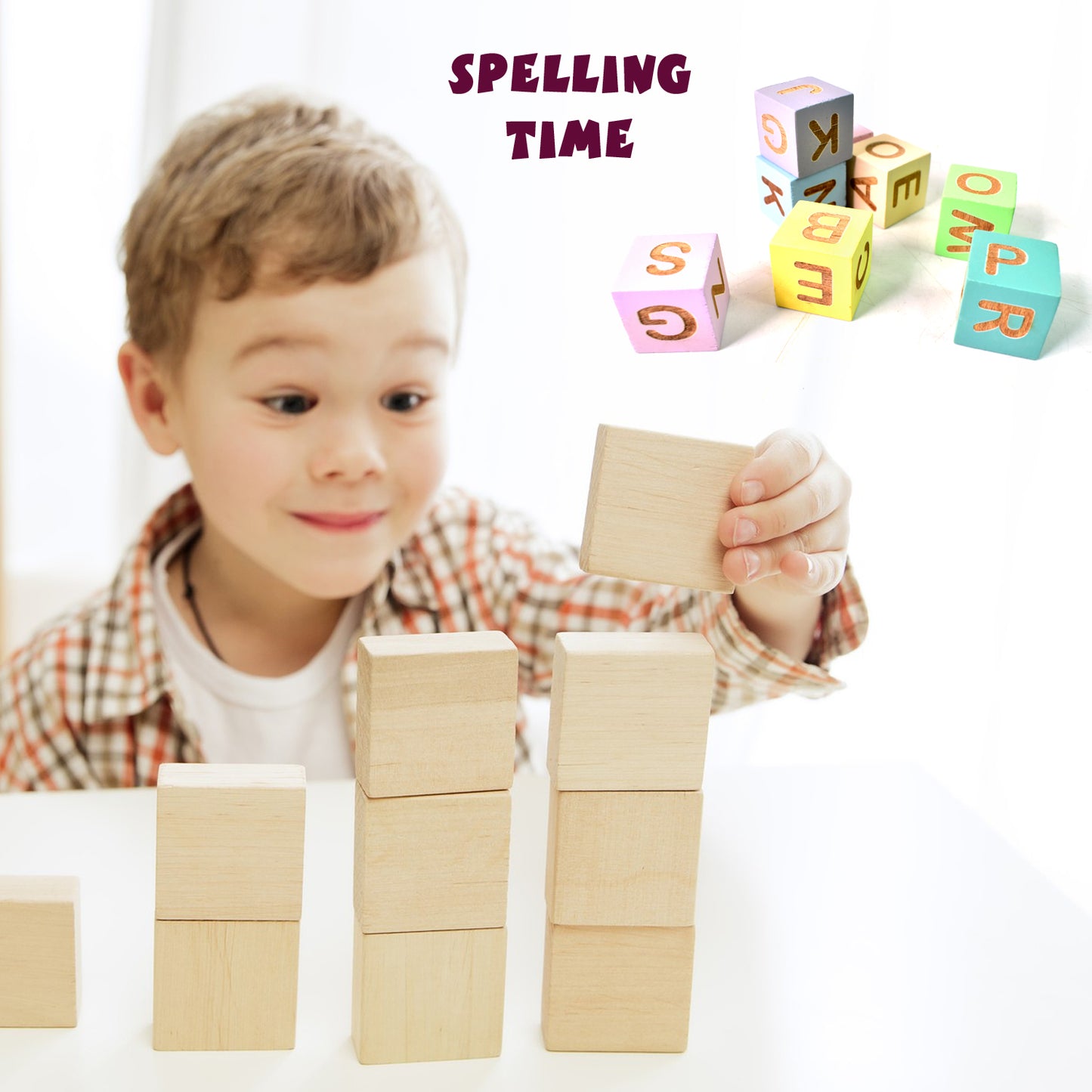 Alphabet Puzzle Spelling Reading Words (26 Flash Cards 8 Woodenblock)