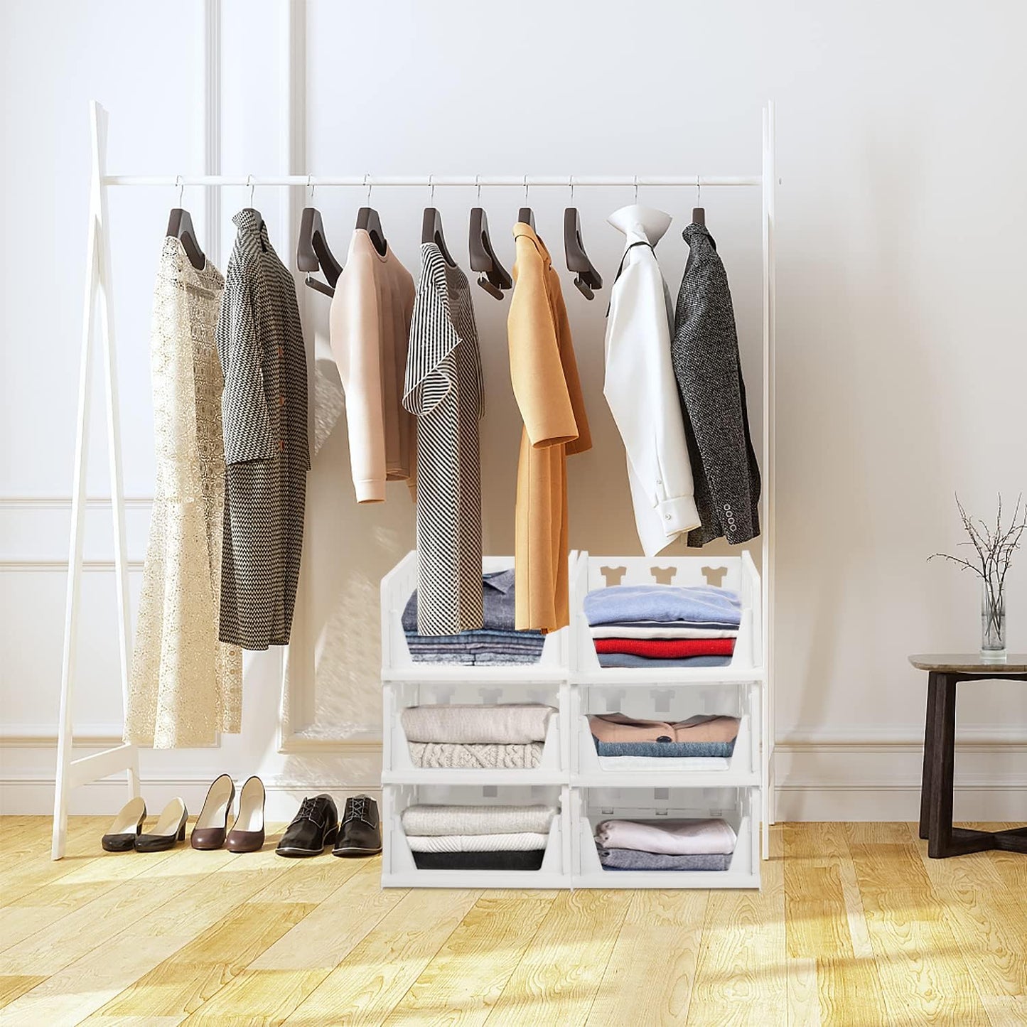 3 Layer Stackable Multifunctional Storagefor Clothes Foldable Drawer Shelf Basket Utility Cart Rack Storage Organizer Cart For Kitchen Pantry Closet Bedroom Bathroom Laundry(3 Layer 1 Pc)