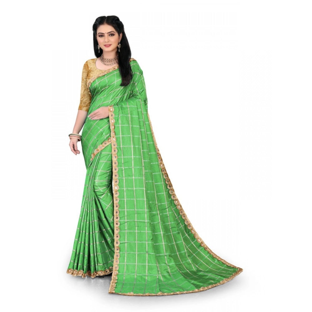 Generic Women's Sana Silk Bandhni Saree With Unstitched Blouse 5.5Mtr (Green)