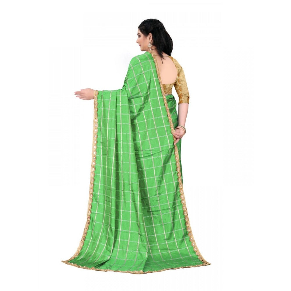 Generic Women's Sana Silk Bandhni Saree With Unstitched Blouse 5.5Mtr (Green)