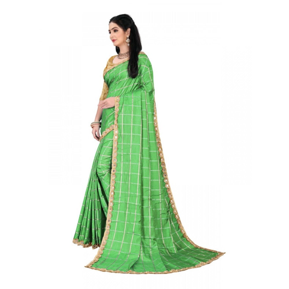 Generic Women's Sana Silk Bandhni Saree With Unstitched Blouse 5.5Mtr (Green)