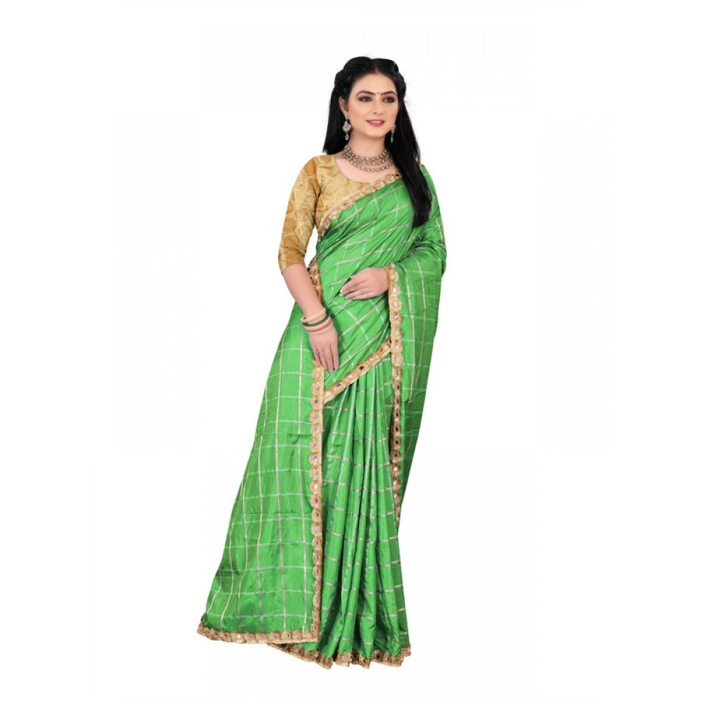Generic Women's Sana Silk Bandhni Saree With Unstitched Blouse 5.5Mtr (Green)