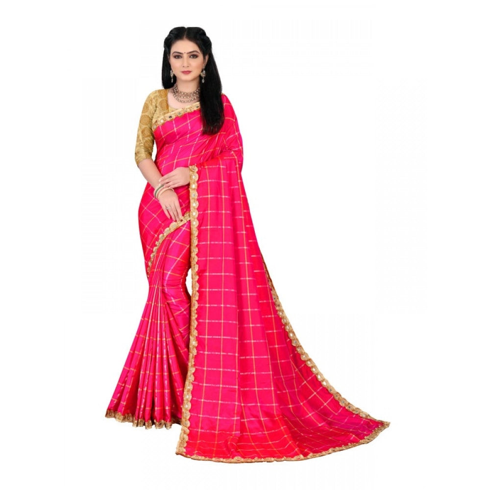 Generic Women's Sana Silk Bandhni Saree With Unstitched Blouse 5.5Mtr (Pink)