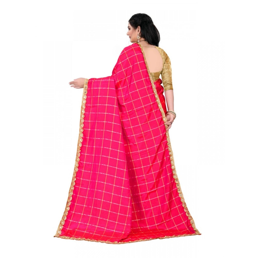 Generic Women's Sana Silk Bandhni Saree With Unstitched Blouse 5.5Mtr (Pink)