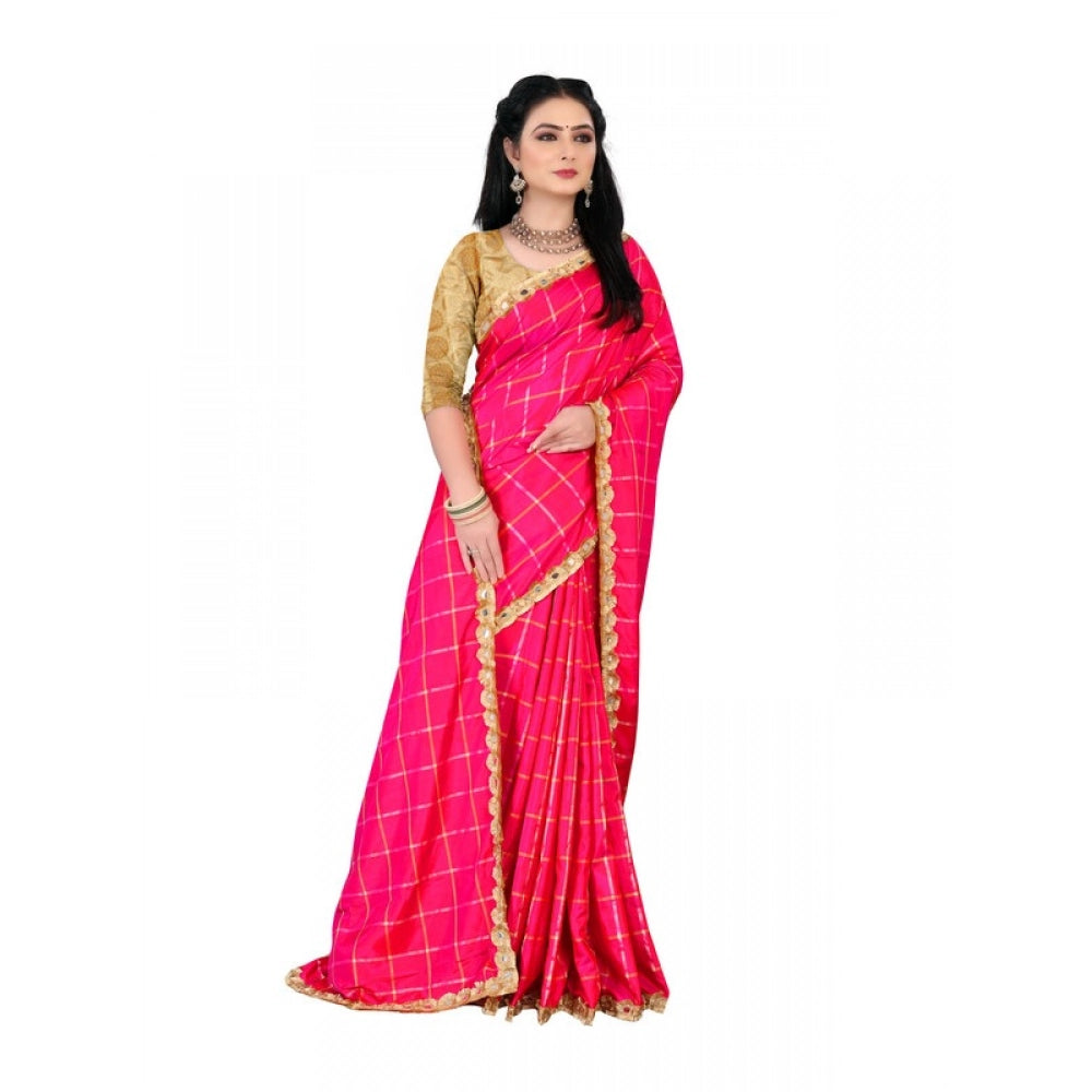 Generic Women's Sana Silk Bandhni Saree With Unstitched Blouse 5.5Mtr (Pink)