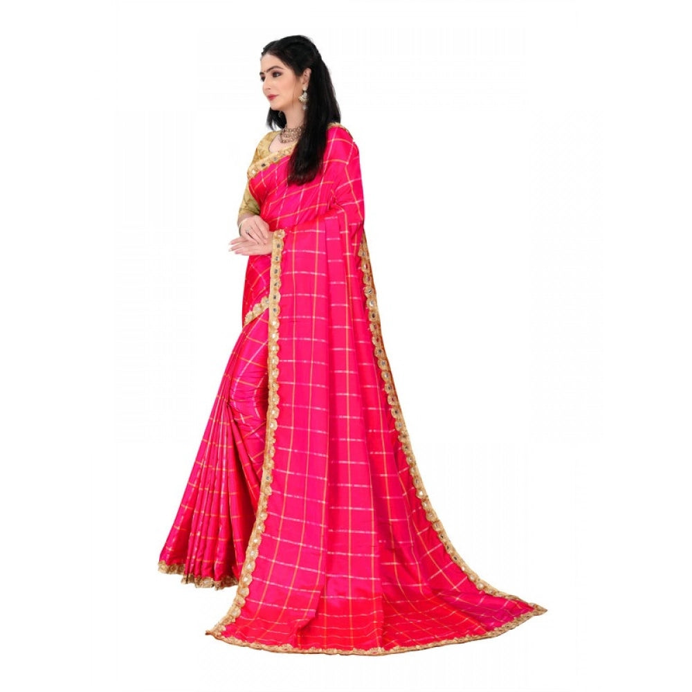 Generic Women's Sana Silk Bandhni Saree With Unstitched Blouse 5.5Mtr (Pink)